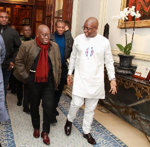 President Akufo-Addo interacting with NPP UK Chairman, Kwaku Nkansah Paanii