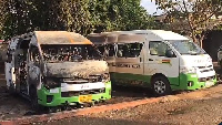 The STC bus burnt by alleged secessionist group