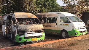 The STC bus burnt by alleged secessionist group