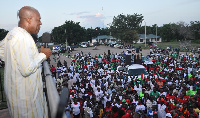 Vice President Kwesi Amissah-Arthur addressing some NDC supporters