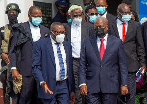 John Mahama and NDC chair in court after first hearing.