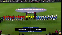 The two sides line up before kickoff