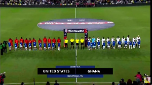 The two sides line up before kickoff