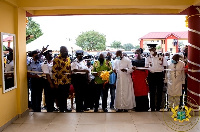 President Akufo-Addo cutting the ribbon of one of the facilities in the Bono Region