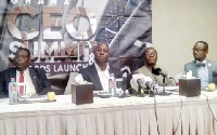 Ernest De-Graft Egyir (right), Moses Baiden (second left) addressing the media