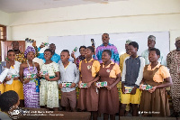 Some of the BECE candidates displaying their mathematical sets