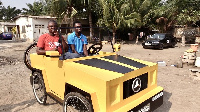 The paddle car built by Joseph Korley Tetteh