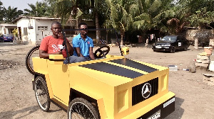 The paddle car built by Joseph Korley Tetteh