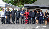 Kufuor's delegation in a photo with Former President Rawlings and his family