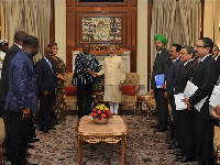 Mahama in a meeting with Indian Prime Minister, Shri Narendra Modi, at the Hyderabad House in India