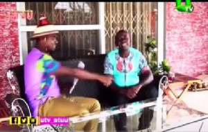 Akrobeto speaking to the host Abeiku Santana