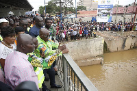 President Akufo-Addo inspecting a drainage site at Circle