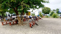 Some eligible students of New Juaben SHS waiting to be registered