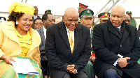 Thomas Thabane (centre) at his inauguration in 2017 with Maesaiah Thabane