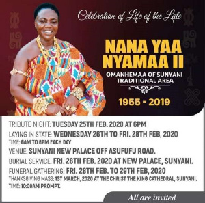 Nana Yaa Nyamaa Poduo II will buried over the weekend