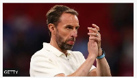 England manager Gareth Southgate applauds the few fans left inside Wembley after a disappointing nig