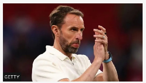 England manager Gareth Southgate applauds the few fans left inside Wembley after a disappointing nig