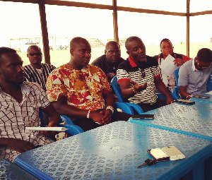 Head of Beach Soccer Development Mr Albert Frimpong making a point at the meeting