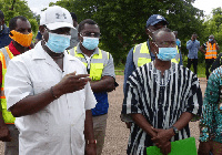 Roads and Highways Minister, Kwaku Amoako Attah during a visit to the Savannah Region