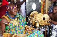 The current Asantehene (Ashanti King) with the Golden Stool --- thekingdomofasante.com