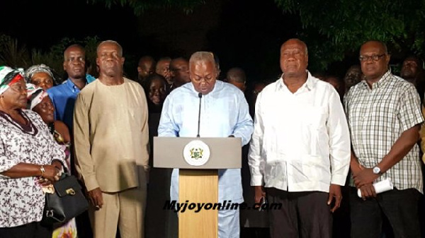 President Mahama addressing the media after conceding defeat