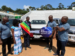 Rev. Samuel Sabi recieved a brand-new Nissan Navara pick-up truck