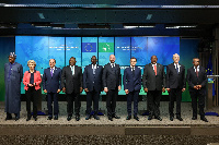 AU-EU leaders in group photo in Brussels, WHO boss (far right)