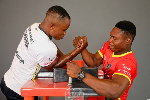 Arm wrestlers in action