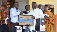 Kwadwo Baah Agyemang donating the items