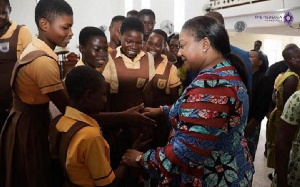 Rebecca Akufo-Addo with some students