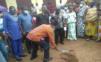 Minister of State In-charge of Tertiary Education, Professor Kwesi Yankah in a sod cutting ceremony