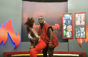 Ebony twerking with Songo man in the studios of Fire for Fire