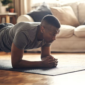 Young Man Doing Plank Exercises