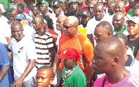 Former President Mahama, some NDC executives with some supporters during one of their unity walks