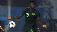 Paul Onuachu as im dey in action for di Super Eagles