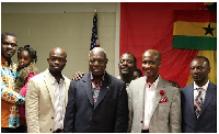 H.E. Dr Barfour Agyei-Barwuah (fourth left) with some organizers of the town hall in Maryland