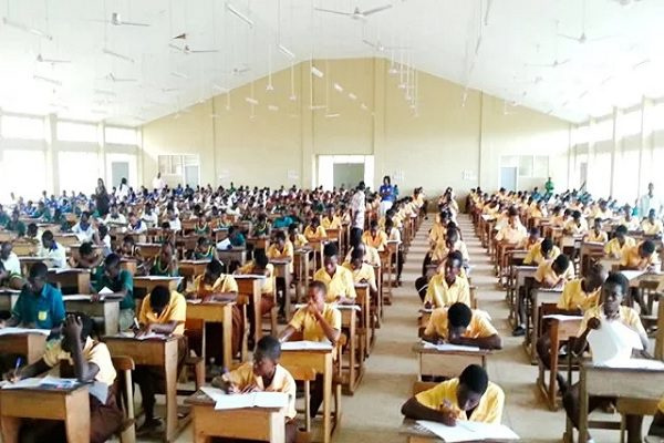 Students in an exam hall