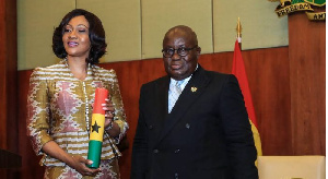 Nana Addo Dankwa Akufo-Addo, President of Ghana poses with EC boss Jean Mensa