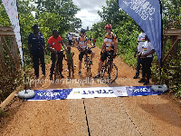 Iain Walker as he started his 844km bike ride from the North to South