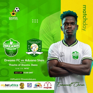 Dreams FC will host Aduana Stars on February 14