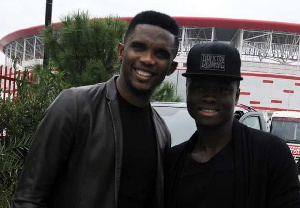 Samuel Eto'o (left) with Samuel Inkoom