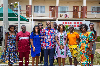 The team of ambassadors in a picture with the Minister of Education and his Deputy