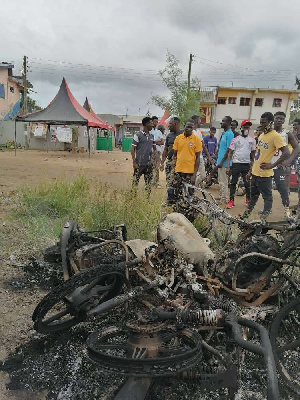 Three burnt motorbikes were later found at the scene