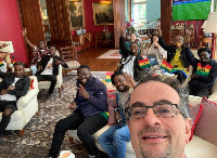 Jon Benjamin watches Ghana vs Portugal match with Ghanaians in Mexico