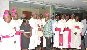 Some member of the Catholic Bishops Conference with President Akufo-Addo