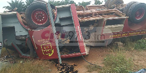 The fire engine, carrying eight personnel, crashed while navigating a curve, possibly due to a steer