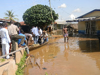 Residents fleeing the town