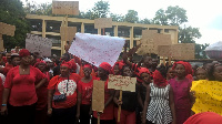 The women staged the demonstration Thursday morning