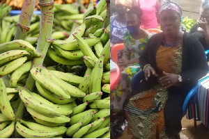 Nana Akosua Tawiah, founder and leader of Agogo Plantain Producers and Exporters Association (R)