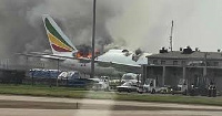 fire breaks out on a Ethiopian airlines plane